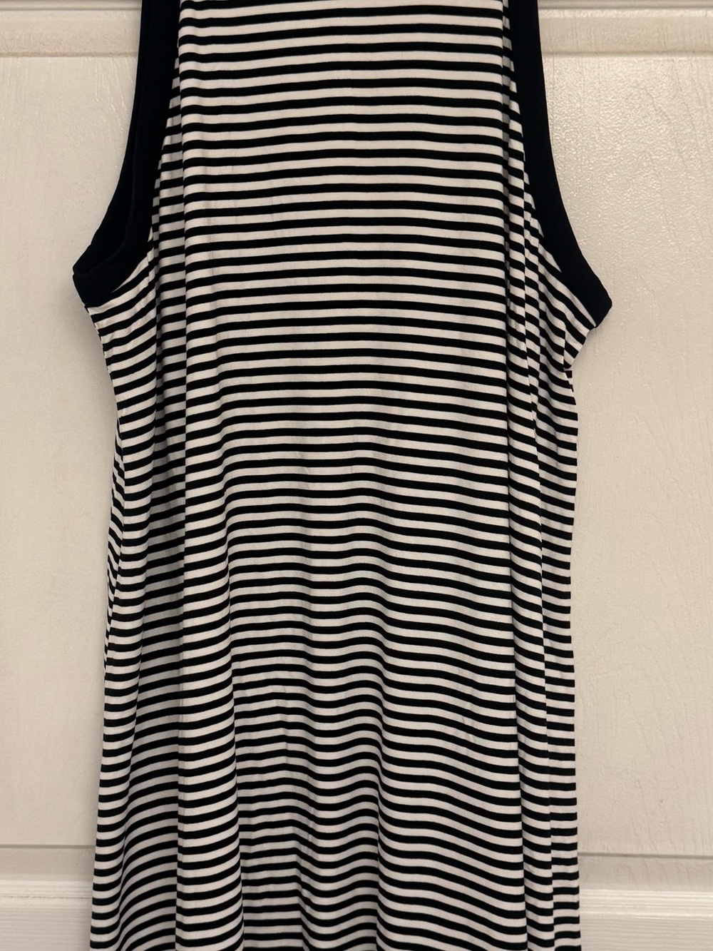 Old Navy Black & White Striped High Neck Sleeveless Swing Dress